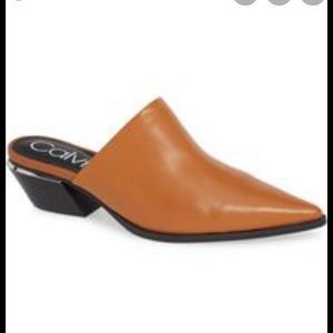 Calvin Klein tan mules